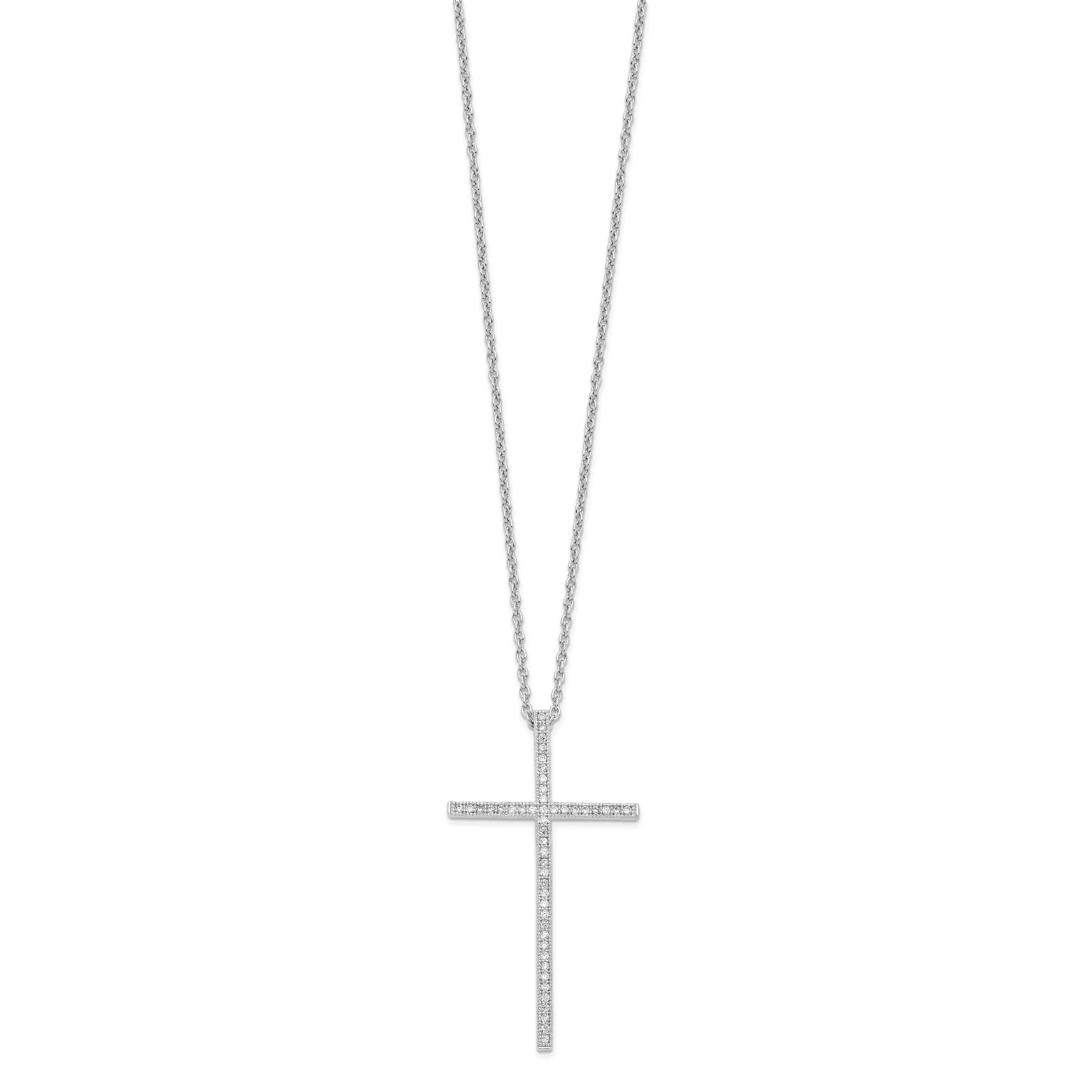 Sterling Silver Cubic Zirconia Cross Necklace
