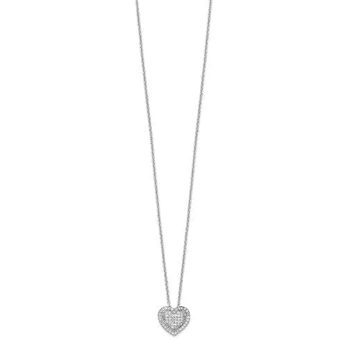 Sterling Silver Cubic Zirconia Heart Necklace