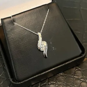 Sterling Silver Elegant Diamond Necklace 0.15 CT