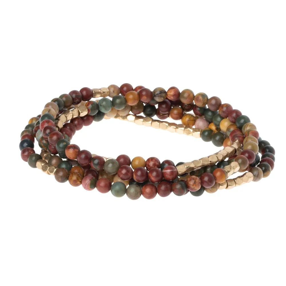 Stone Wrap Bracelet/Necklace: Majestic Jasper