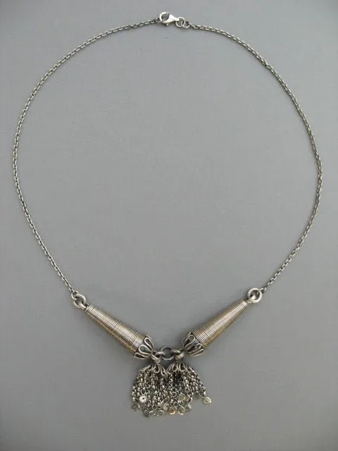 Stunning, unique, twin conical units Kashmiri tassel necklace
