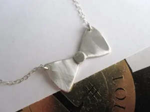 Stylish Hand-Crafted Sterling Silver Bow Tie Pendent On Sterling Silver Chain - 0091