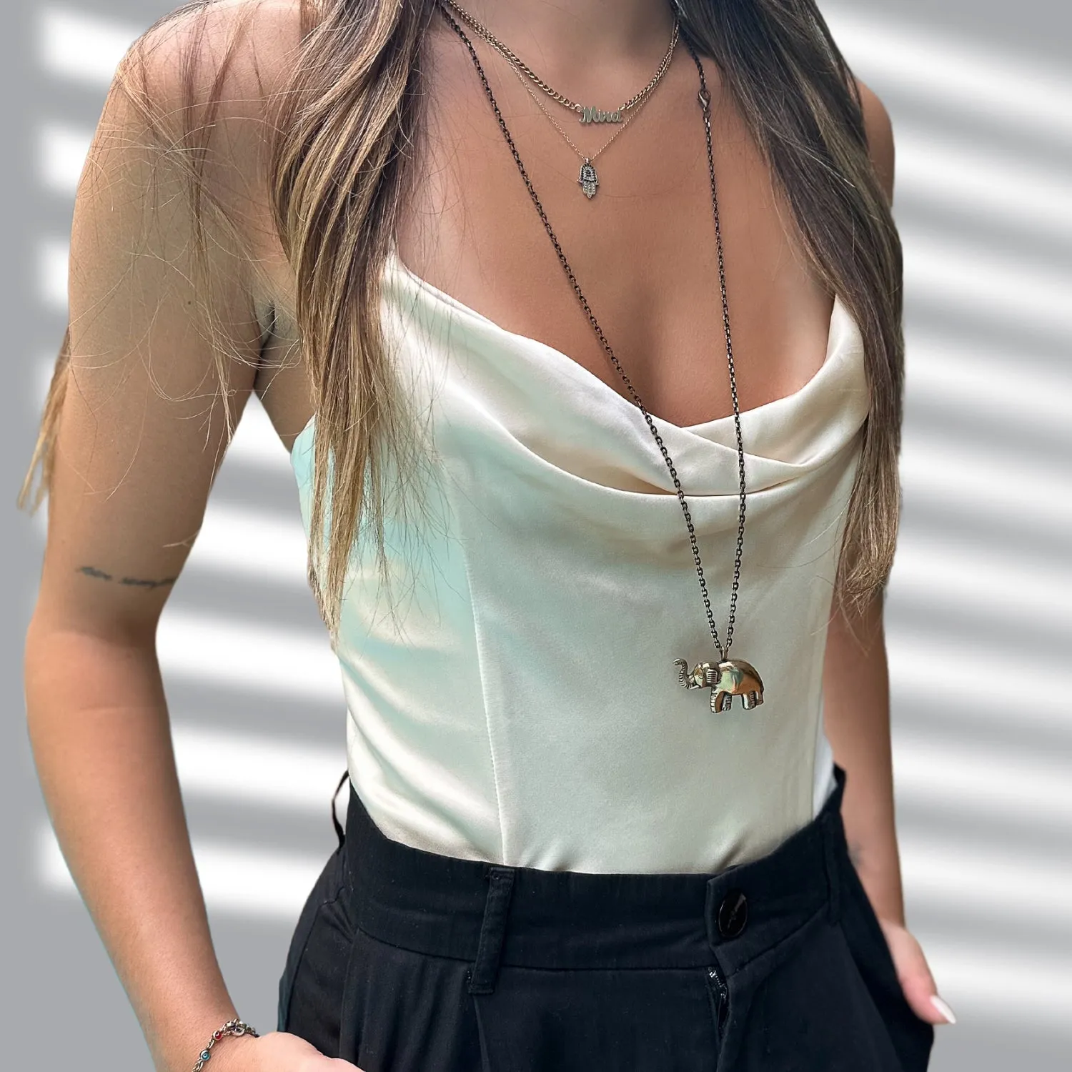 Symbol Of Luck Elephant Long Chain Necklace