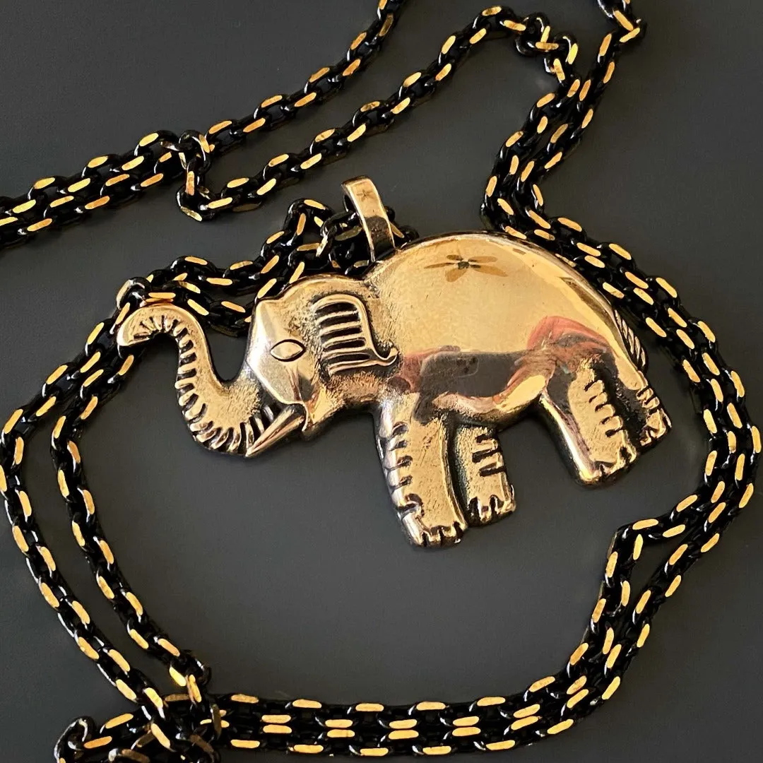 Symbol Of Luck Elephant Long Chain Necklace