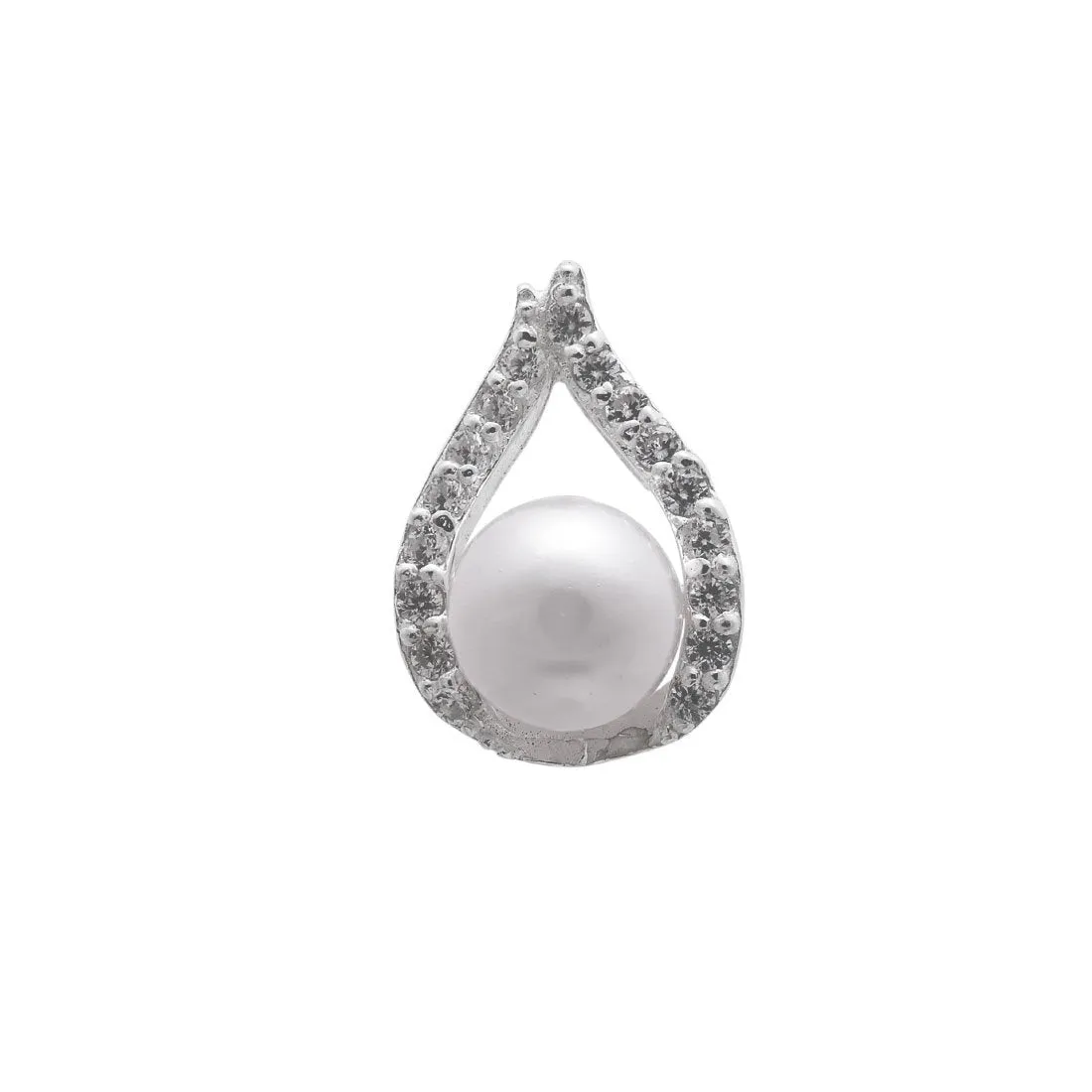 Synthetic White Pearl Necklace and Earrings Set in Sterling Silver