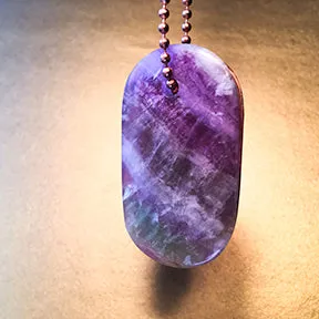 Talisman of Flourite and "UNIKORN" Stamped in Copper Goddess Tag Necklace