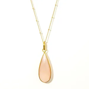 Teardrop Necklace in Pink Chalcedony