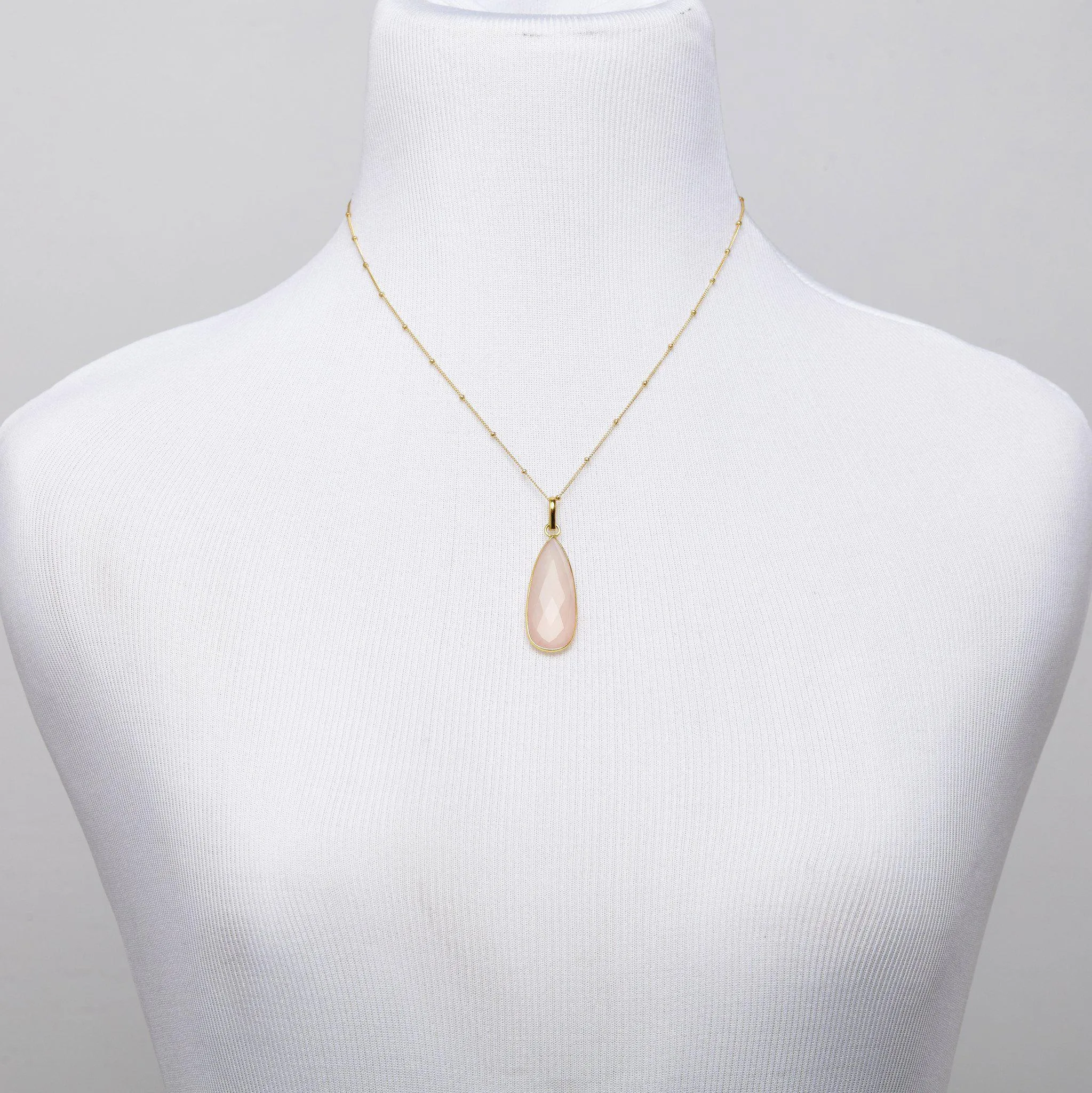 Teardrop Necklace in Pink Chalcedony