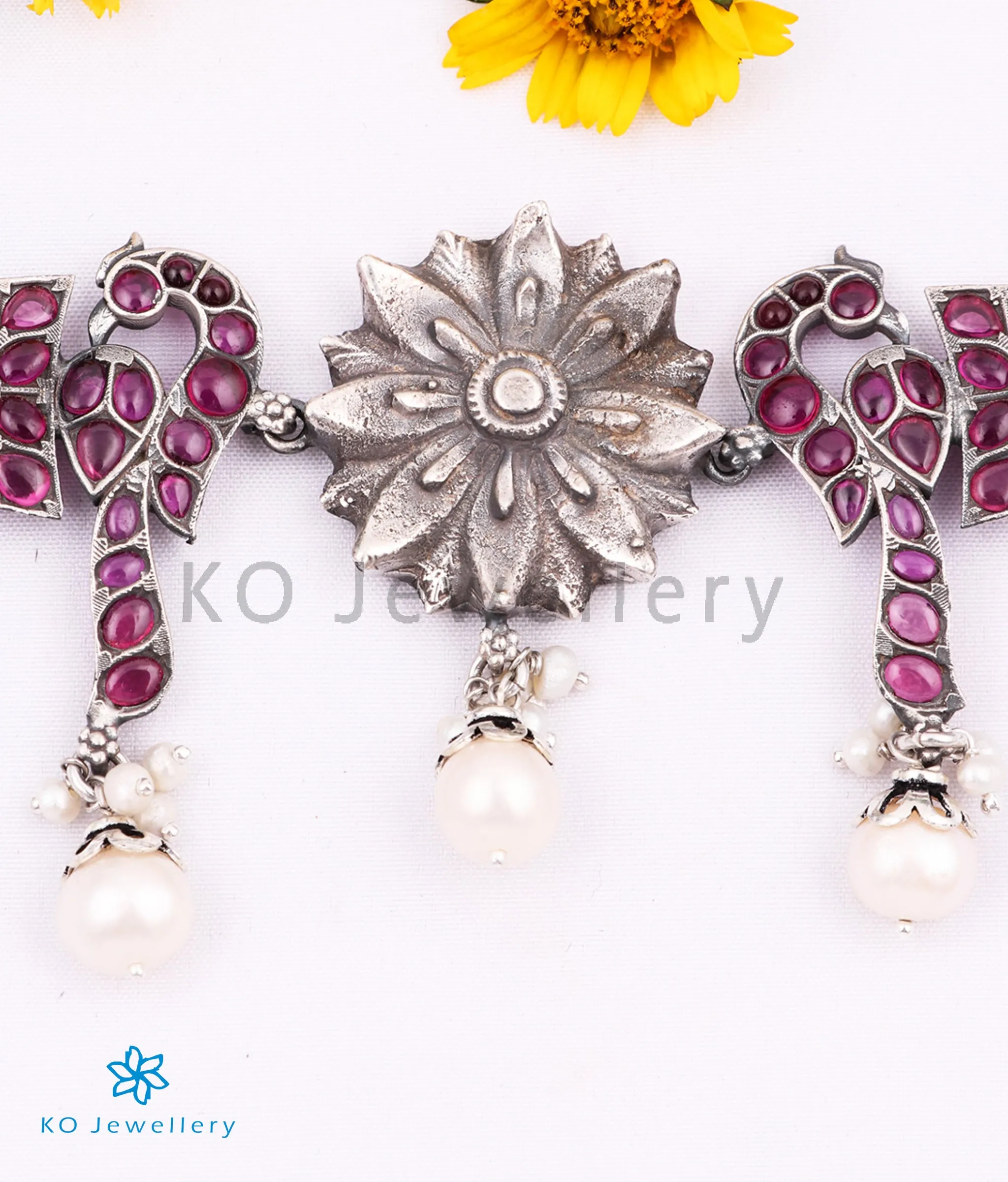 The Omaja Silver Peacock Choker (Oxidised)