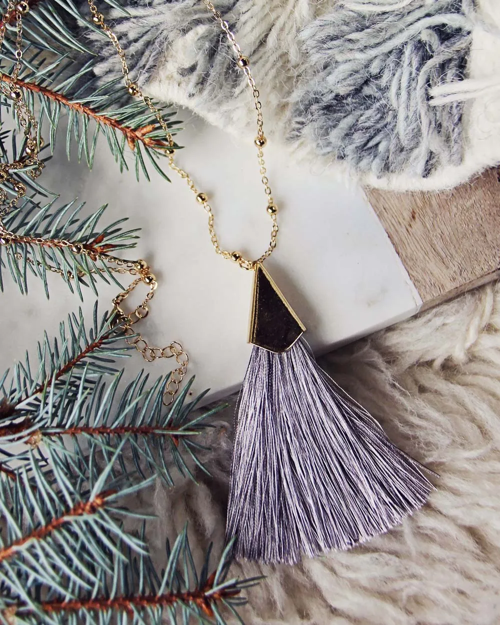 The Tassel Necklace in Gray