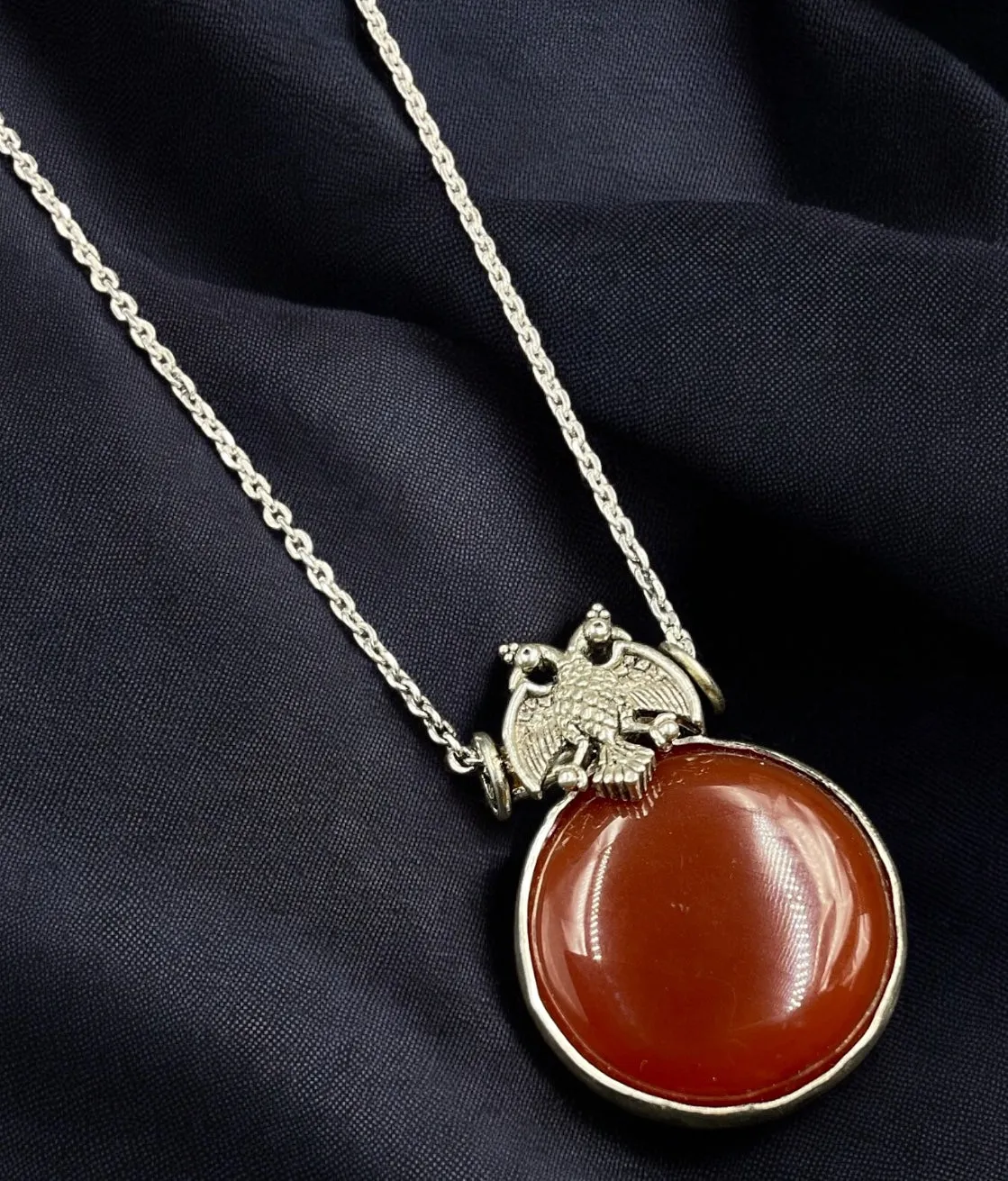 The Zyama Silver Gandaberunda Onyx Necklace (Red)