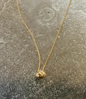 Thin Gold Chain & Bead Necklace