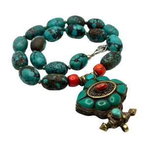 Tibetan Turquoise Charm Necklace