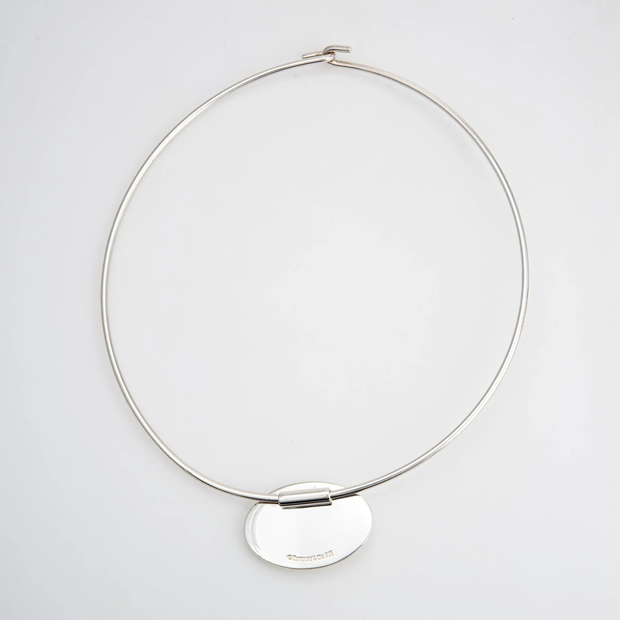 Tiffany & Co Collar Disc Necklace 15.5" Sterling Silver Wire Pre Owned Jewelry