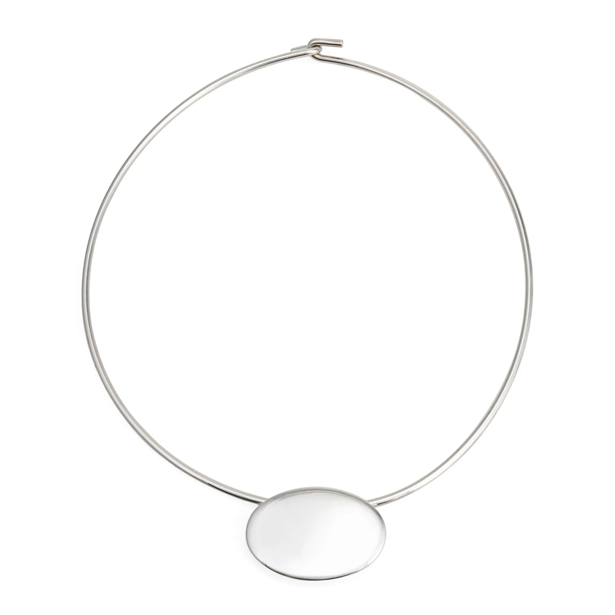 Tiffany & Co Collar Disc Necklace 15.5" Sterling Silver Wire Pre Owned Jewelry