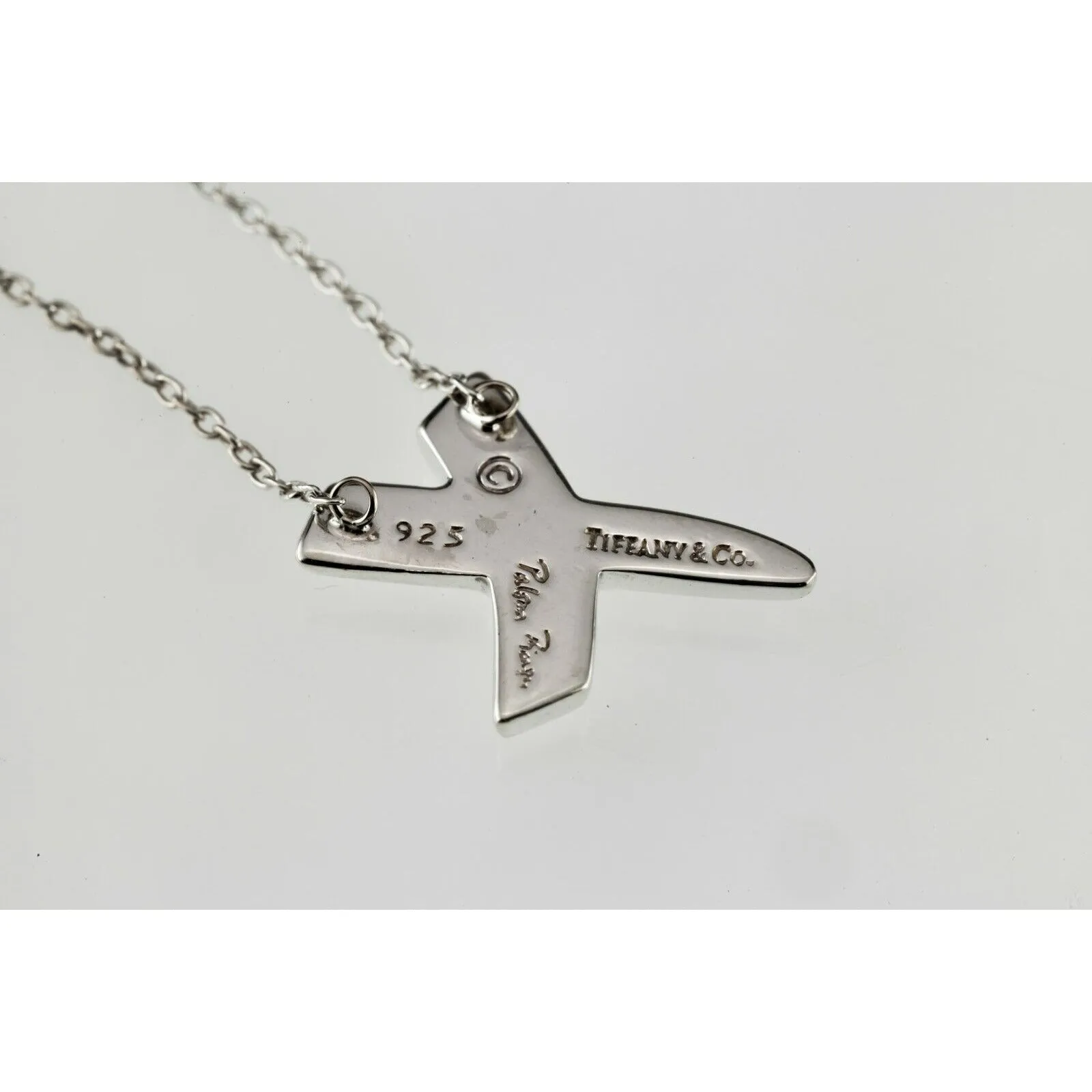 Tiffany & Co. Sterling Silver Paloma Picasso X Kiss Pendant Necklace 16" Chain