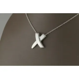 Tiffany & Co. Sterling Silver Paloma Picasso X Kiss Pendant Necklace 16" Chain