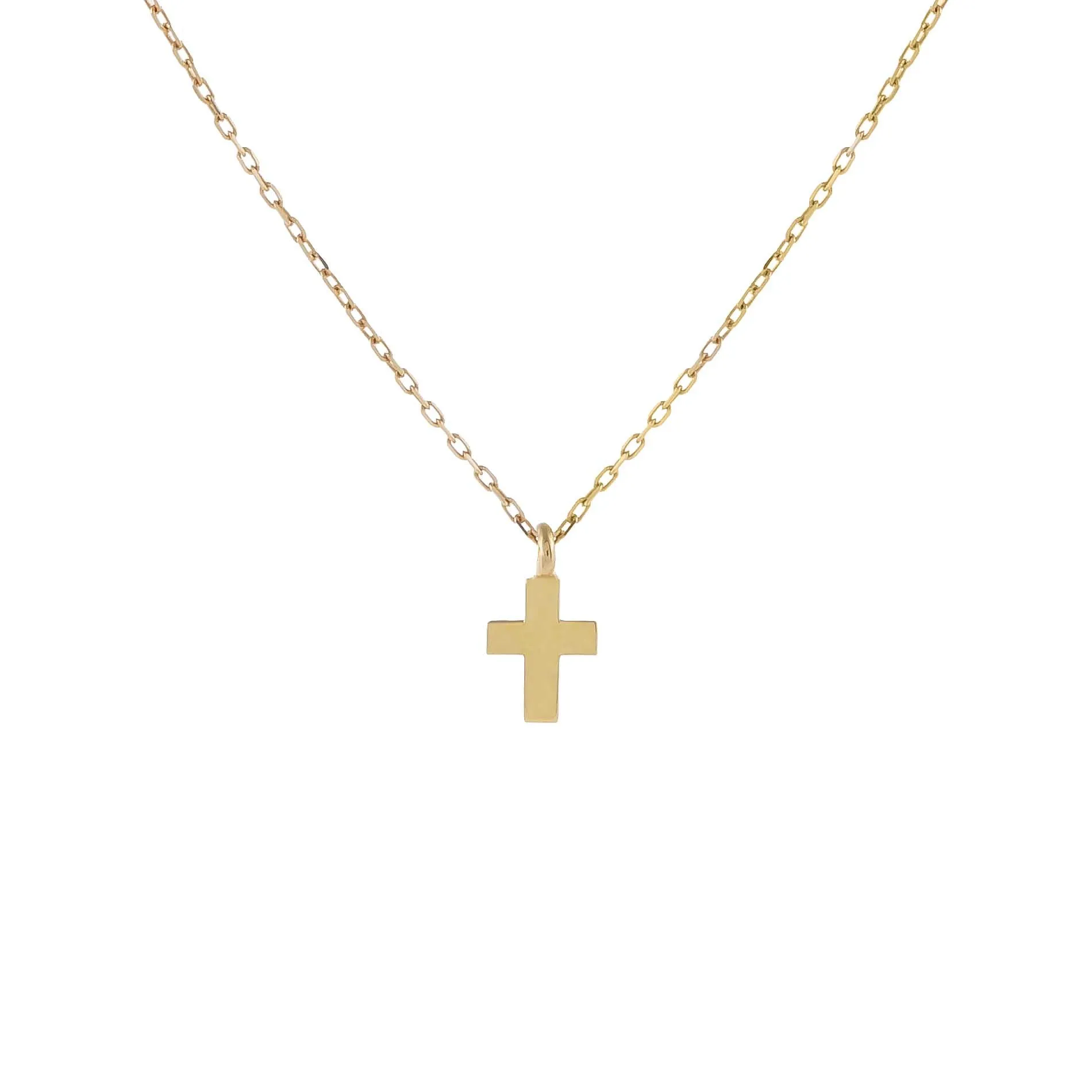 Tiny Solid Cross Necklace 14K