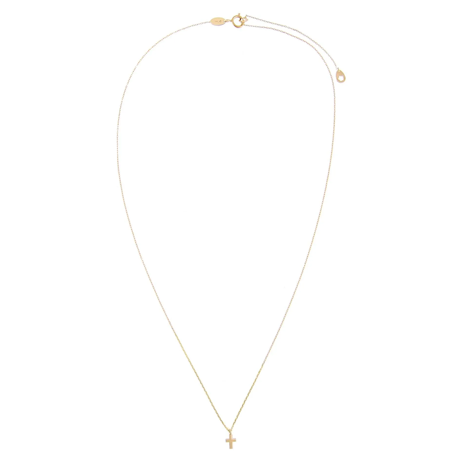 Tiny Solid Cross Necklace 14K