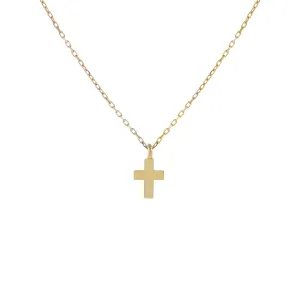 Tiny Solid Cross Necklace 14K