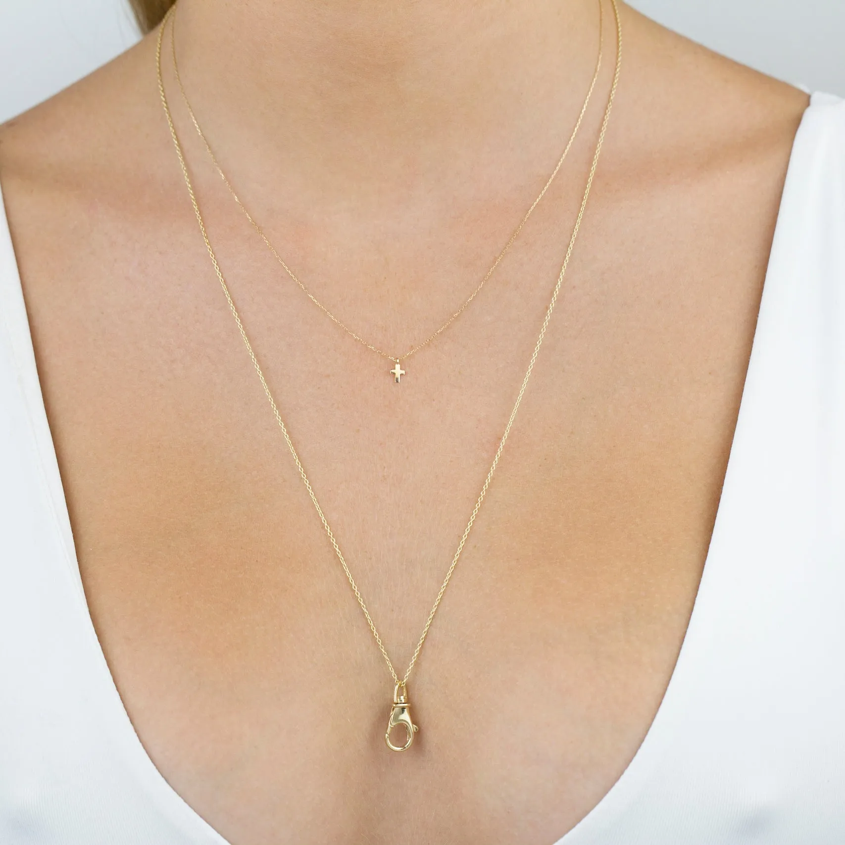 Tiny Solid Cross Necklace 14K