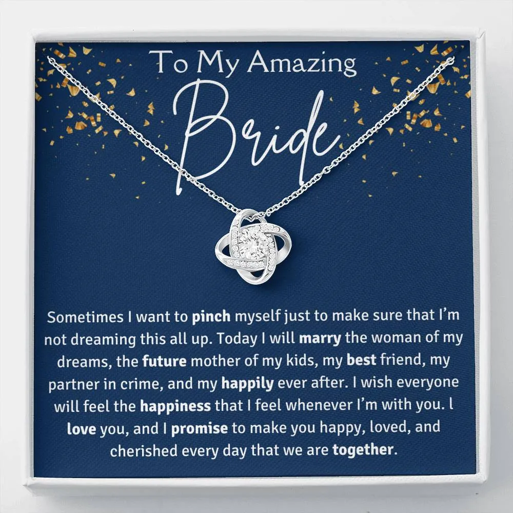 To My Amazing Bride Love Knot Necklace