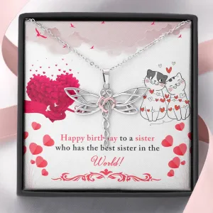 To the best sister-Dragonfly Birthday Necklace
