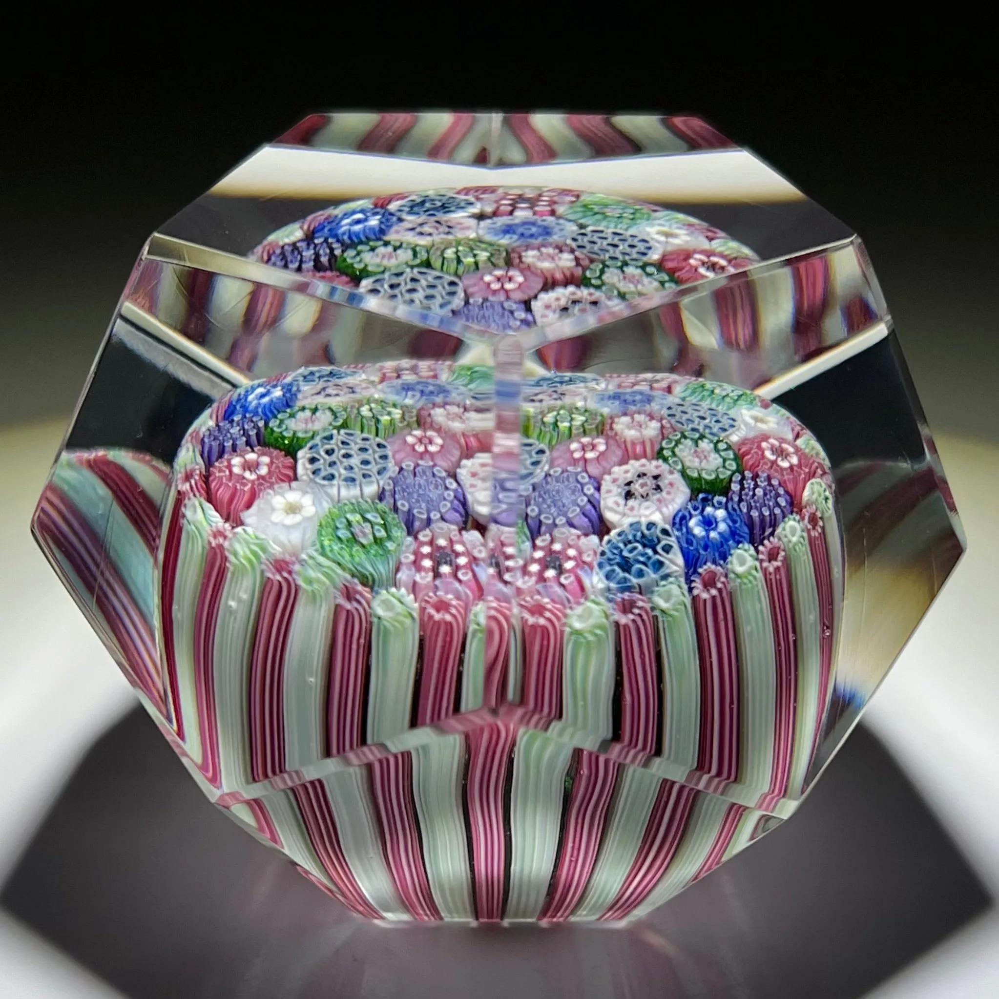 Tomasz Gondek 2020 Glass Art Paperweight Faceted Complex Millefiori Closepack Basket