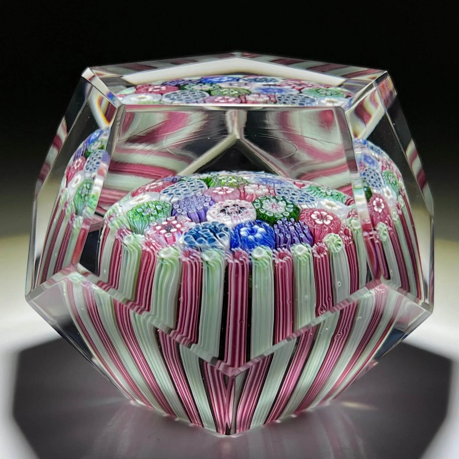 Tomasz Gondek 2020 Glass Art Paperweight Faceted Complex Millefiori Closepack Basket