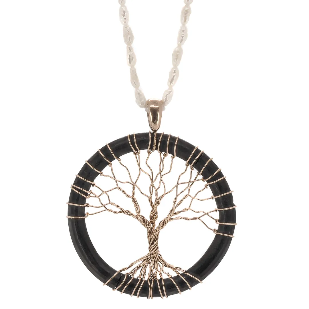 Tree Of Life Pearl & Solid Gold Unique Necklace