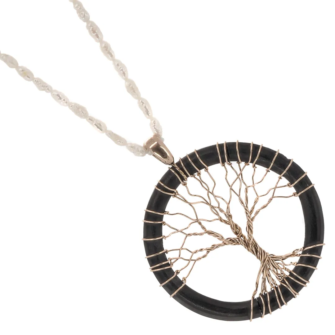 Tree Of Life Pearl & Solid Gold Unique Necklace
