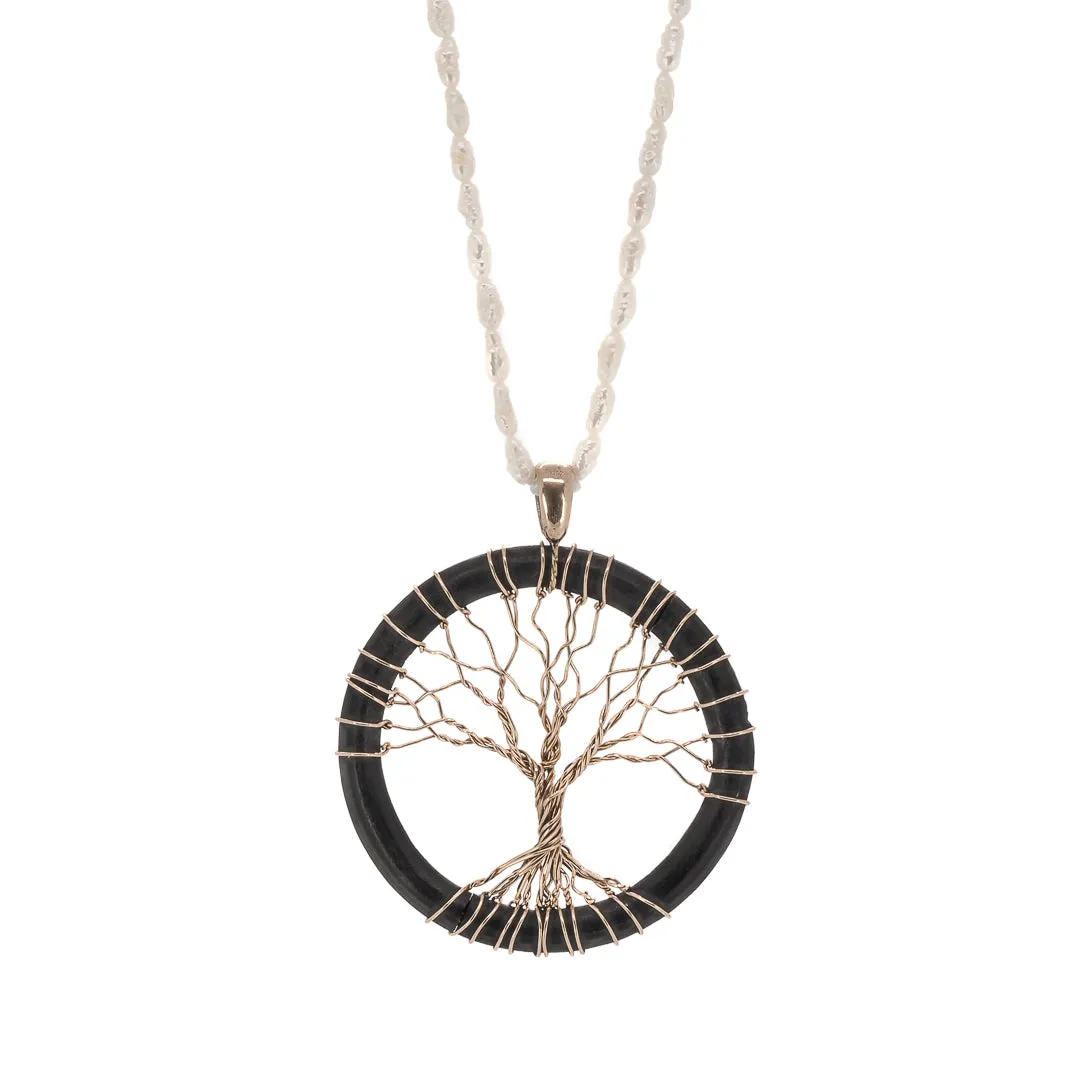 Tree Of Life Pearl & Solid Gold Unique Necklace