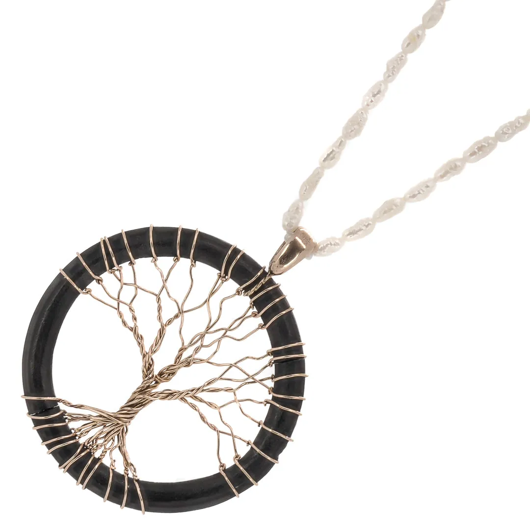 Tree Of Life Pearl & Solid Gold Unique Necklace