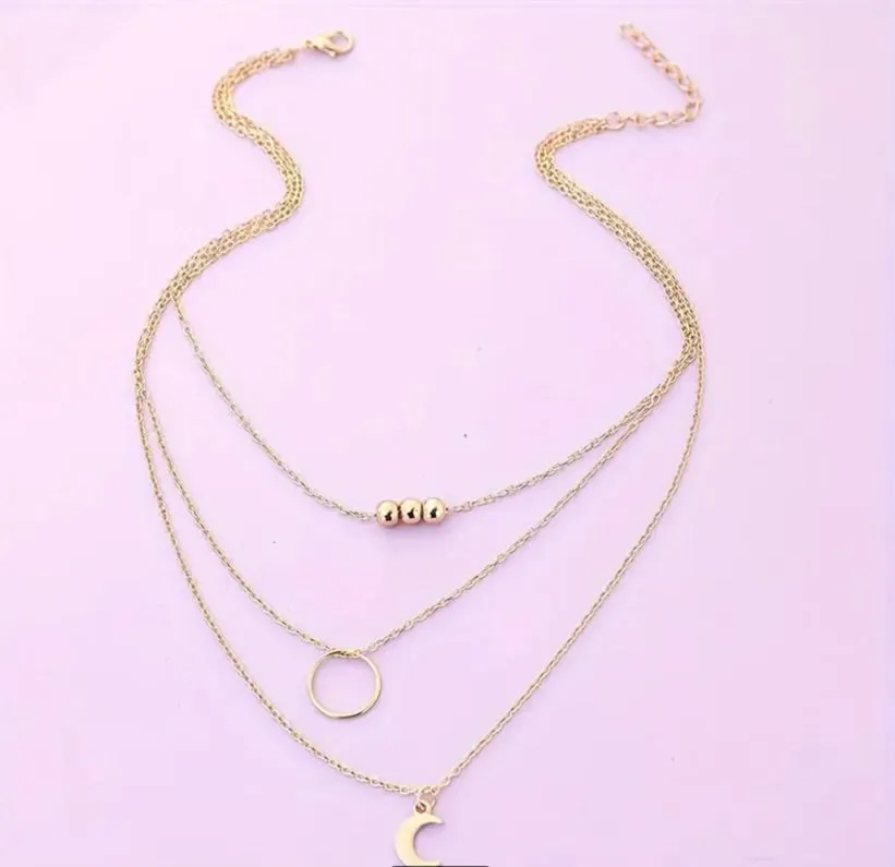 Triple Layer Moon Necklace