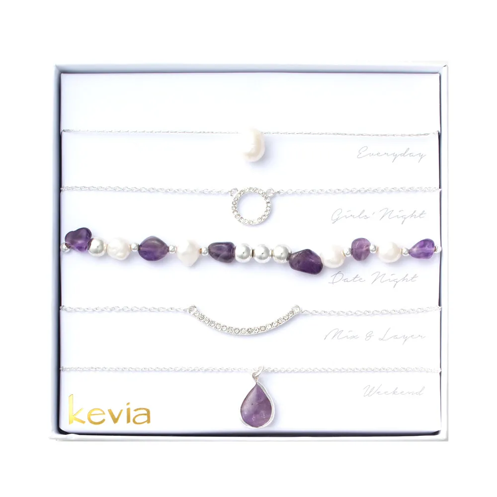 Tumbled Pebble and Pearl Necklace Set