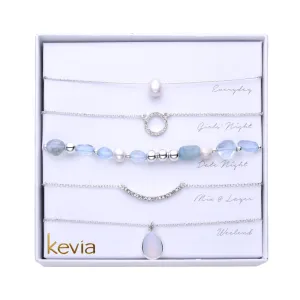 Tumbled Pebble and Pearl Necklace Set