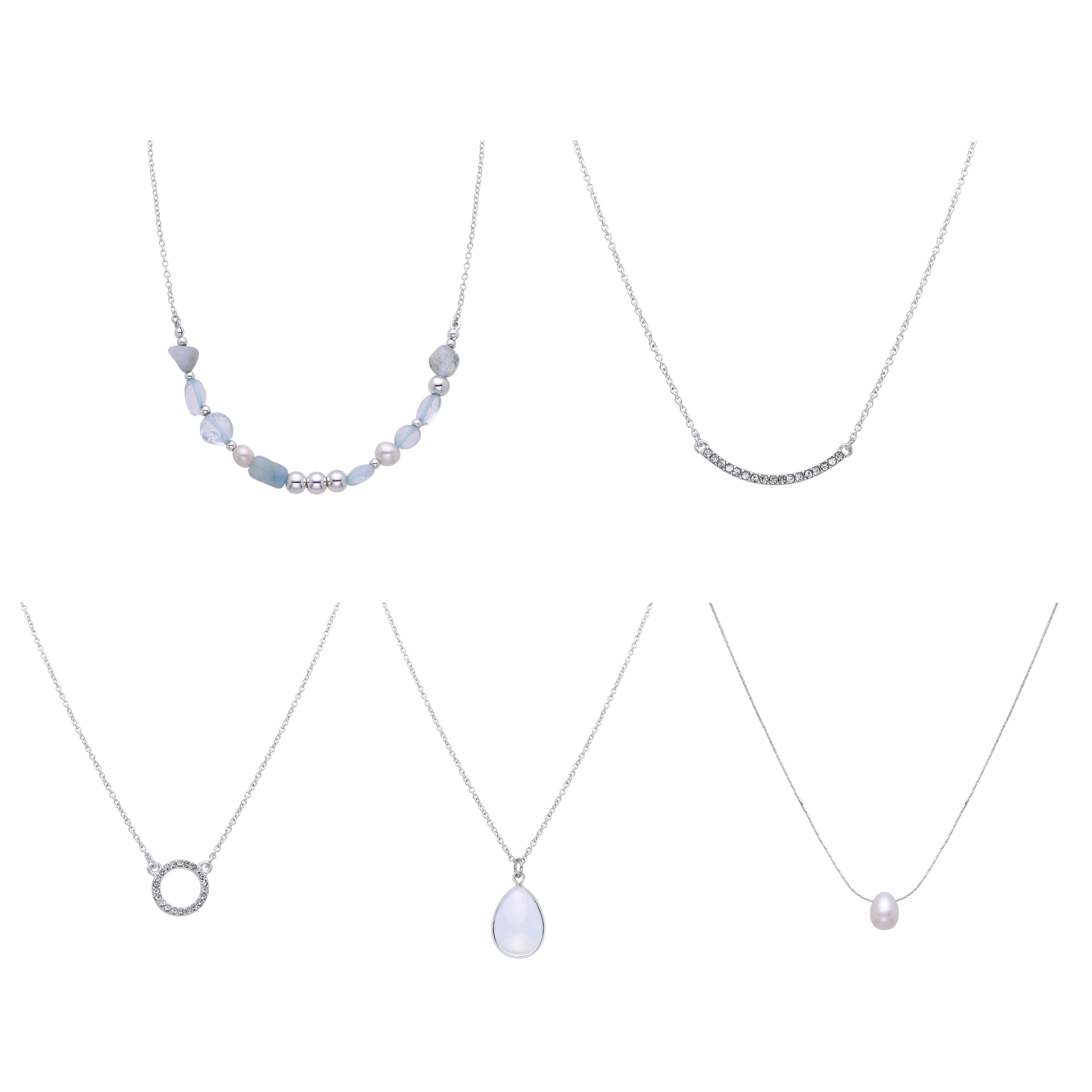 Tumbled Pebble and Pearl Necklace Set
