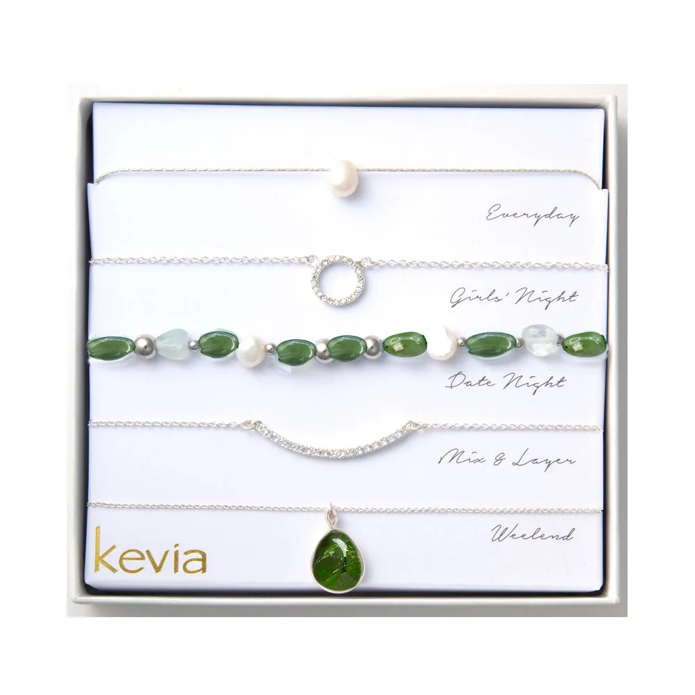 Tumbled Pebble and Pearl Necklace Set