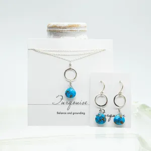 Turquoise Silver Ring Set