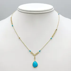 Turquoise Teardrop on Delicate Gold Chain