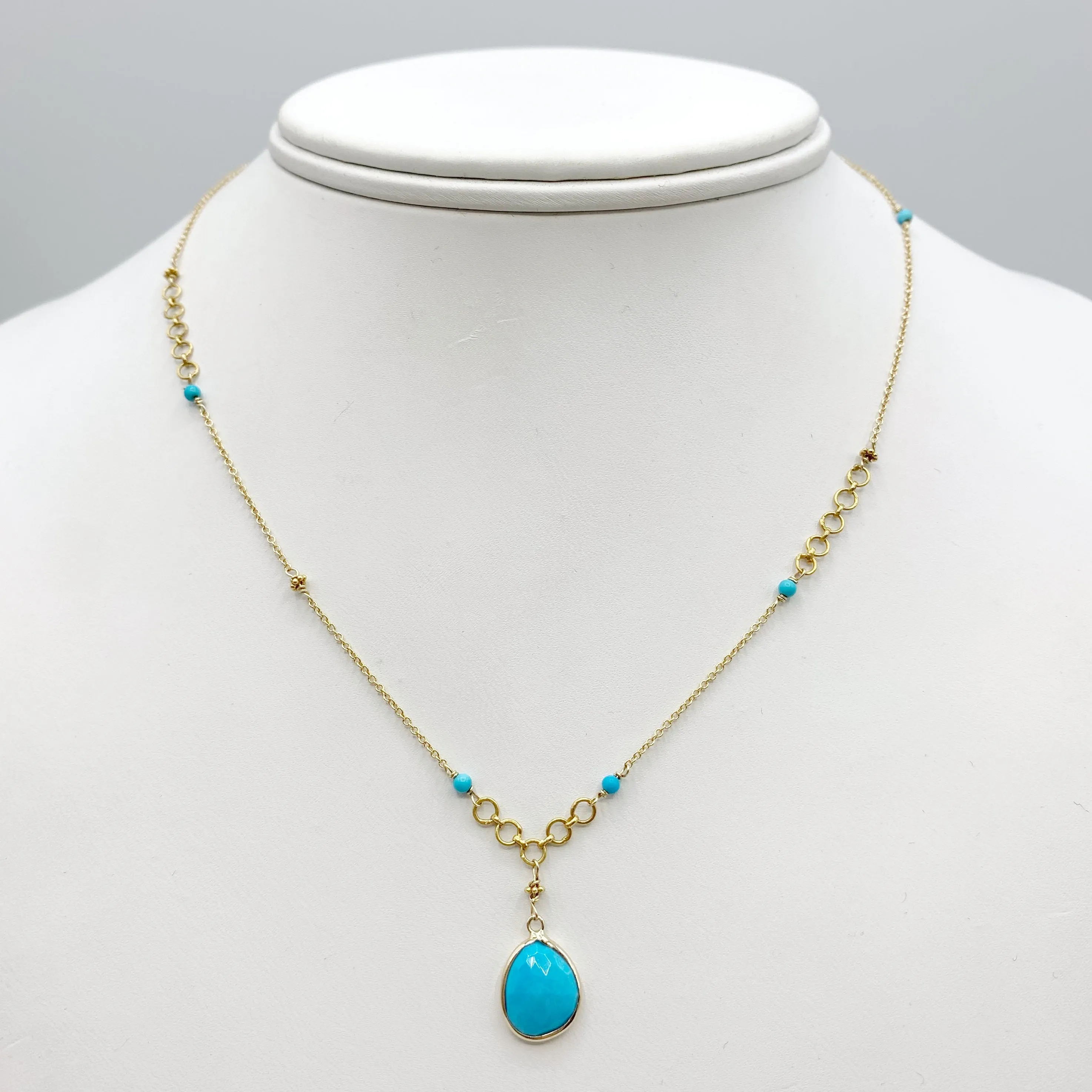Turquoise Teardrop on Delicate Gold Chain