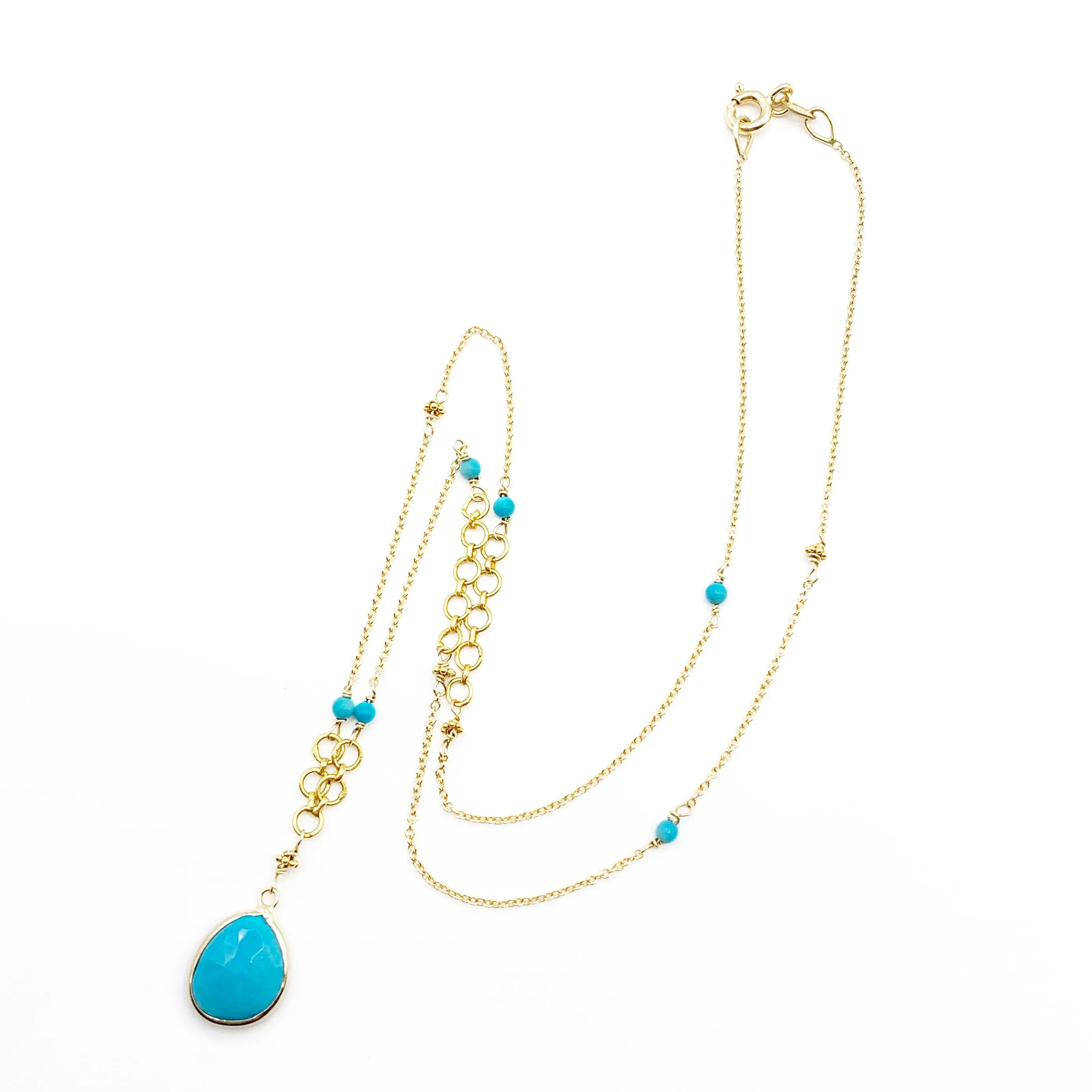 Turquoise Teardrop on Delicate Gold Chain