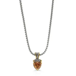 TWO TONE LIGHT TOPAZ CRYSTAL PENDANT NECKLACE # 4112EH-TT-LT.C.T