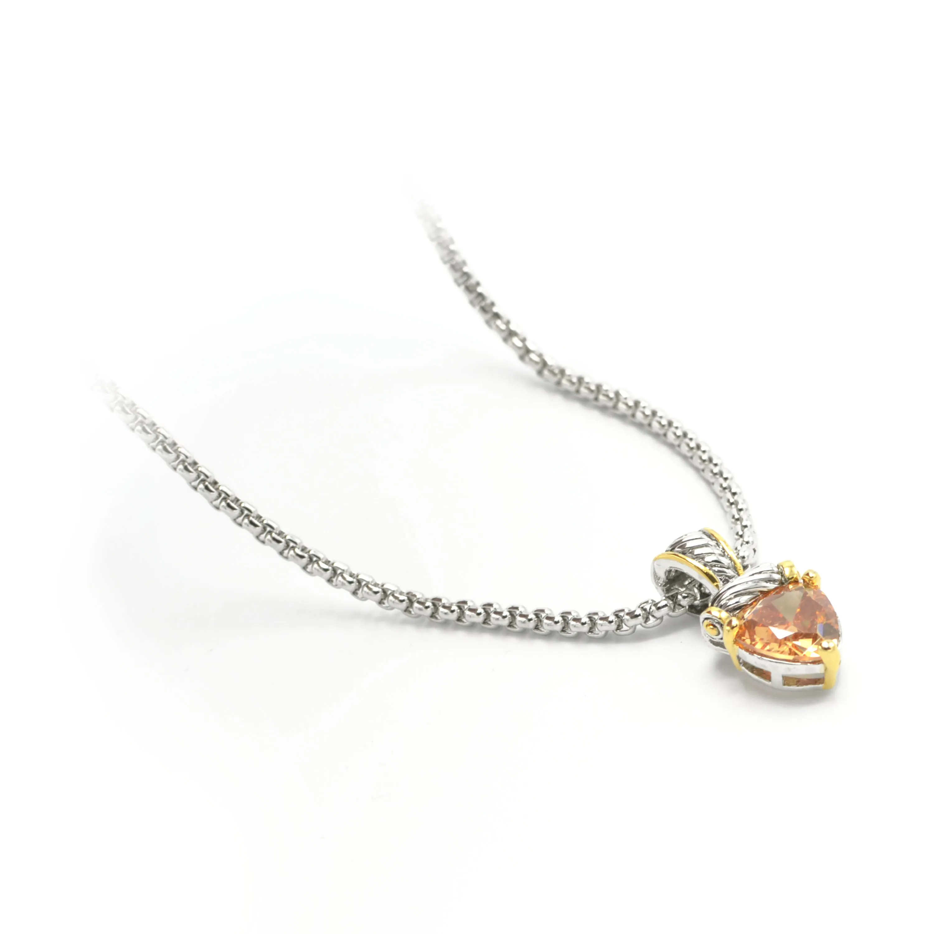 TWO TONE LIGHT TOPAZ CRYSTAL PENDANT NECKLACE # 4112EH-TT-LT.C.T