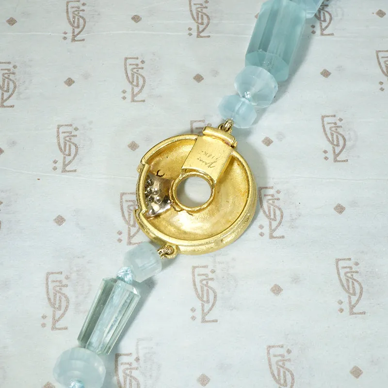 Unbelievable Aquamarine Beads with Gold & Diamond Clasp