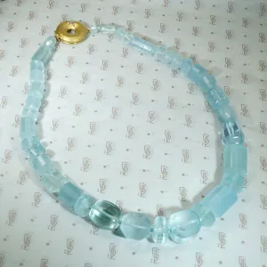 Unbelievable Aquamarine Beads with Gold & Diamond Clasp
