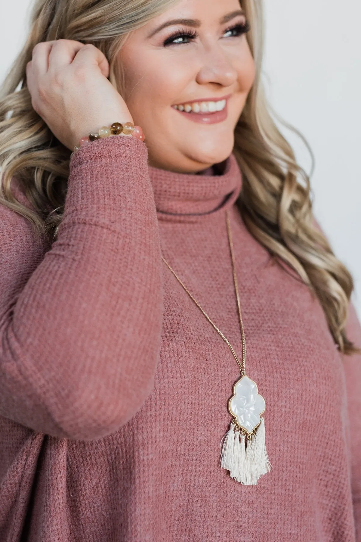 Unique Tassel Pearl Pendant Necklace- Gold