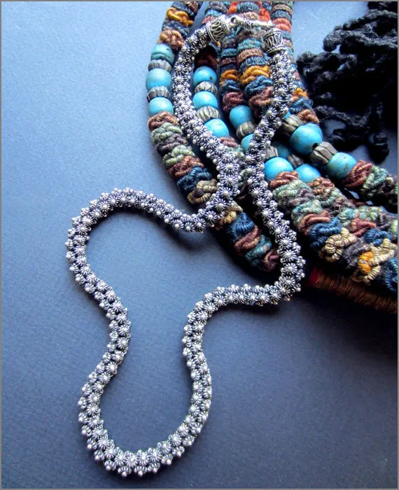 Vintage Handmade Silver Starflower Necklace from Bali
