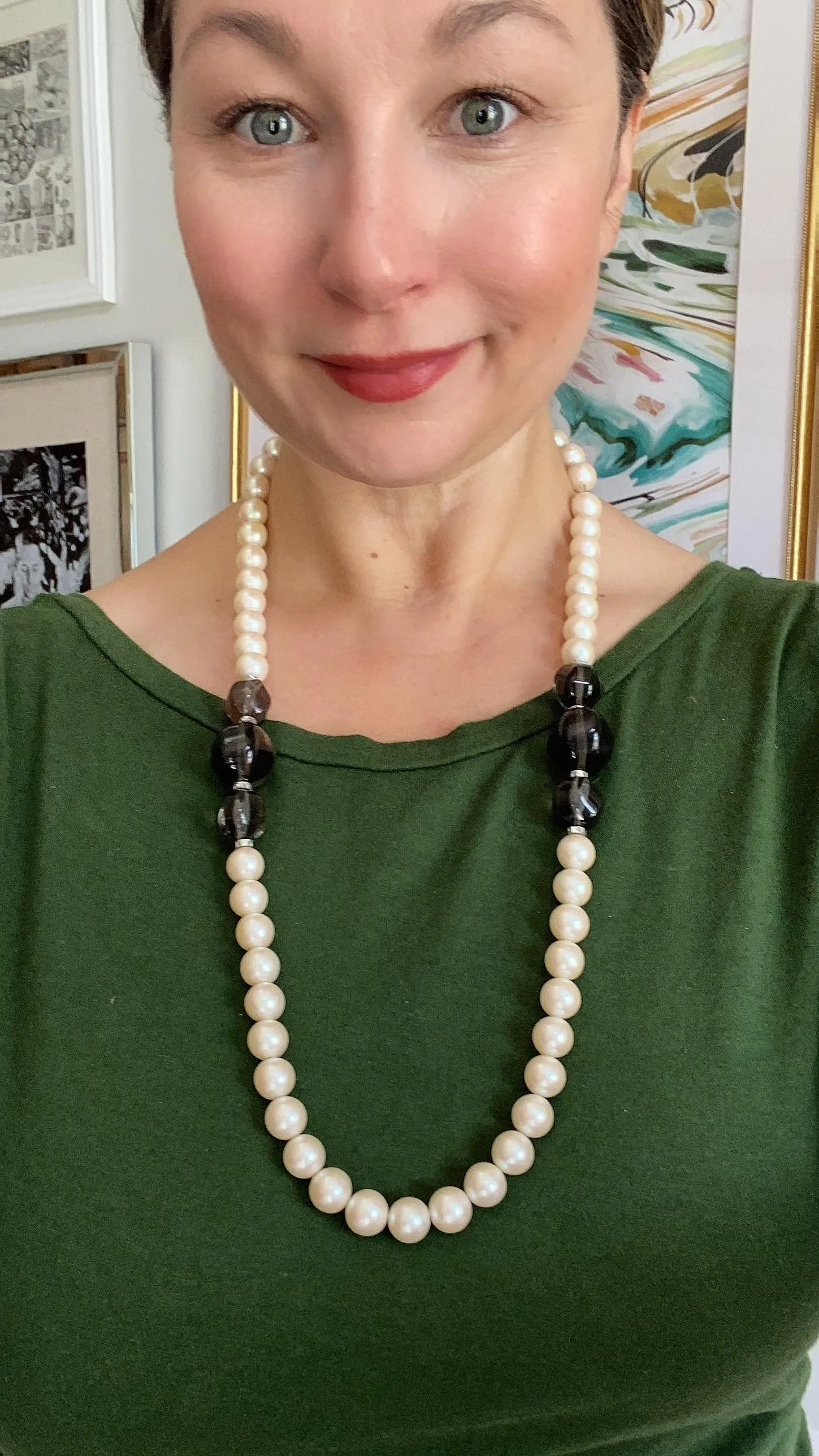 Vintage Pearls and Smokey Lucite Necklace