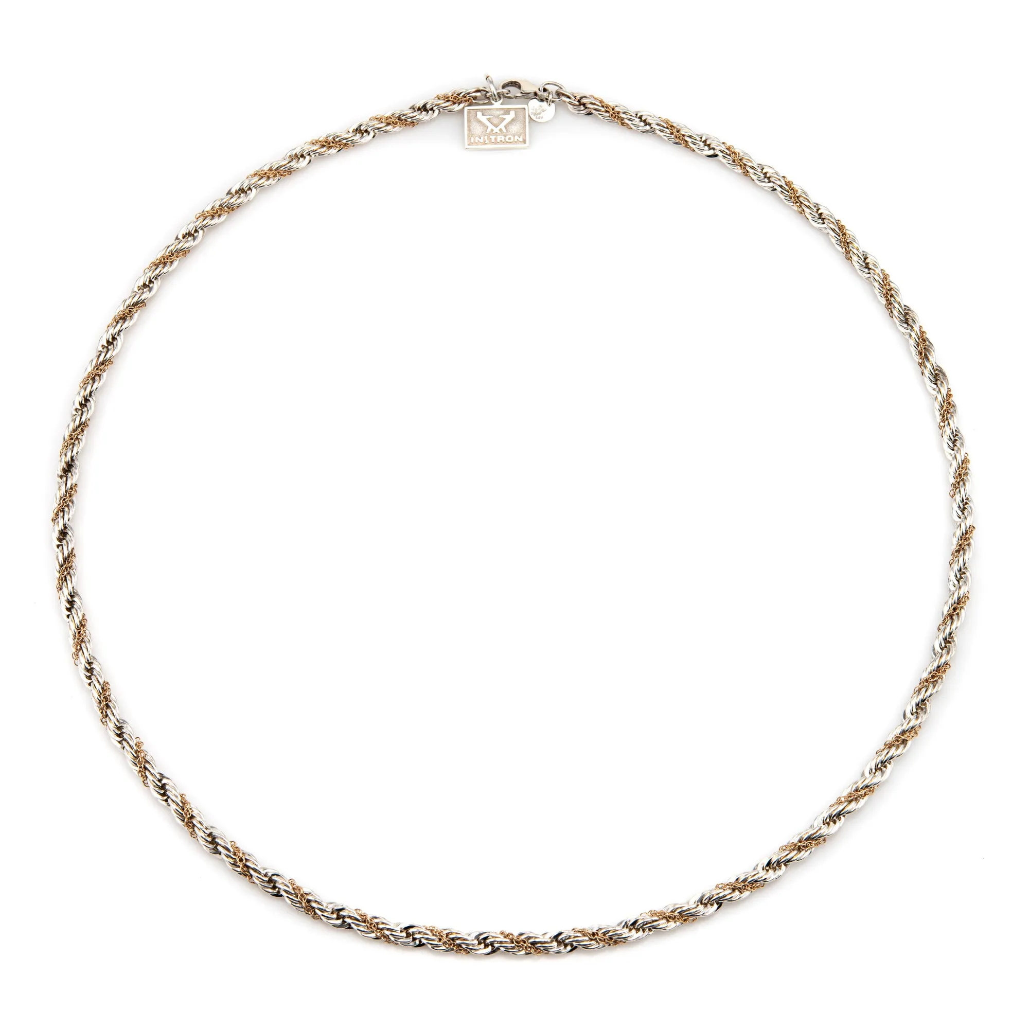 Vintage Tiffany & Co 5mm Rope Necklace Sterling Silver 14k Gold 24" Jewelry